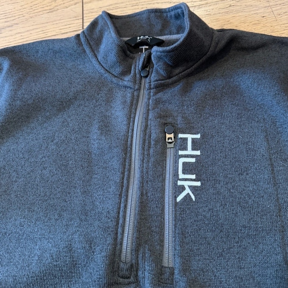 Huk Fishing‎ Quarter Zip Pullover Fleece Long Sleeve Men's Gray (1350)